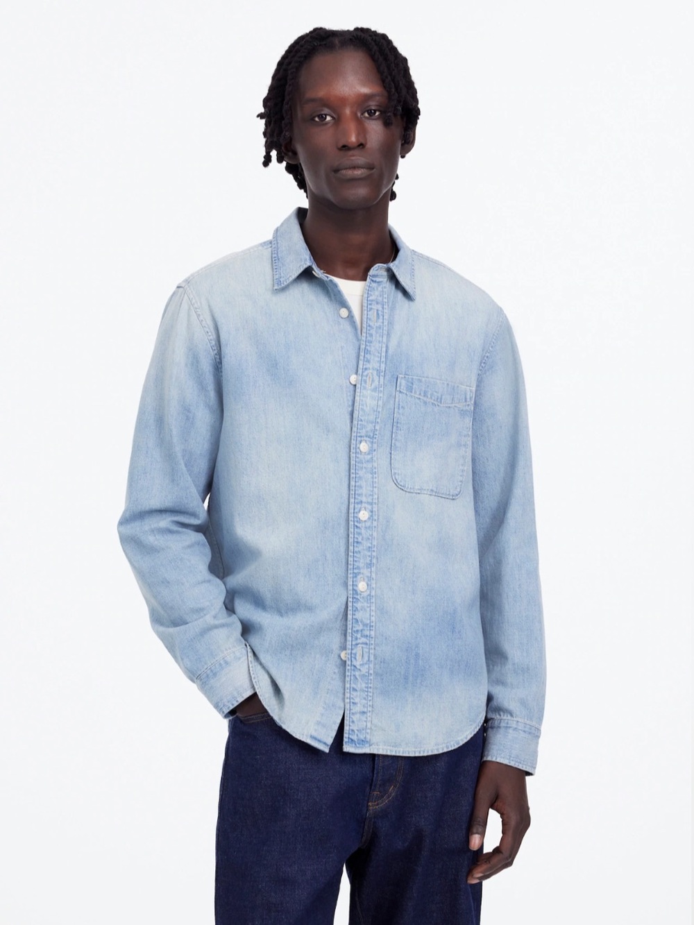 XS Madewell Denim Button-Up Shirt in Reyner Wash